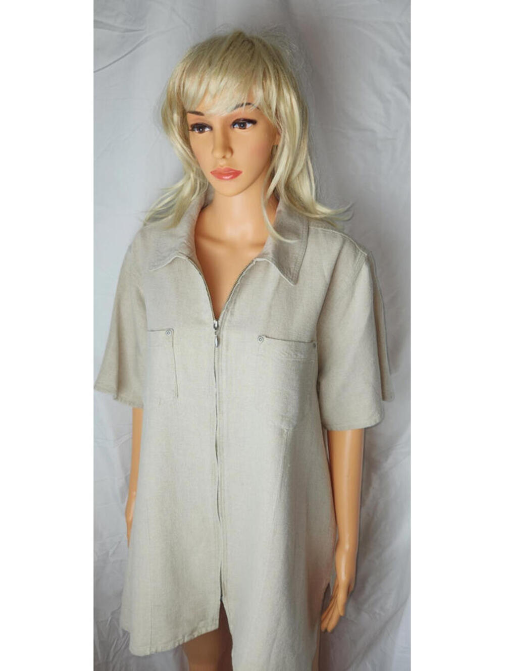 Venezia Jeans, top/shirt, size 18/20  khaki, zip up, pockets, collared